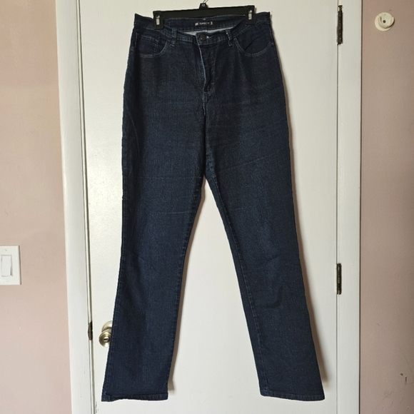 Lee classic fit long tall straight leg dark-wash high-rise classic stretch jeans - Picture 1 of 8